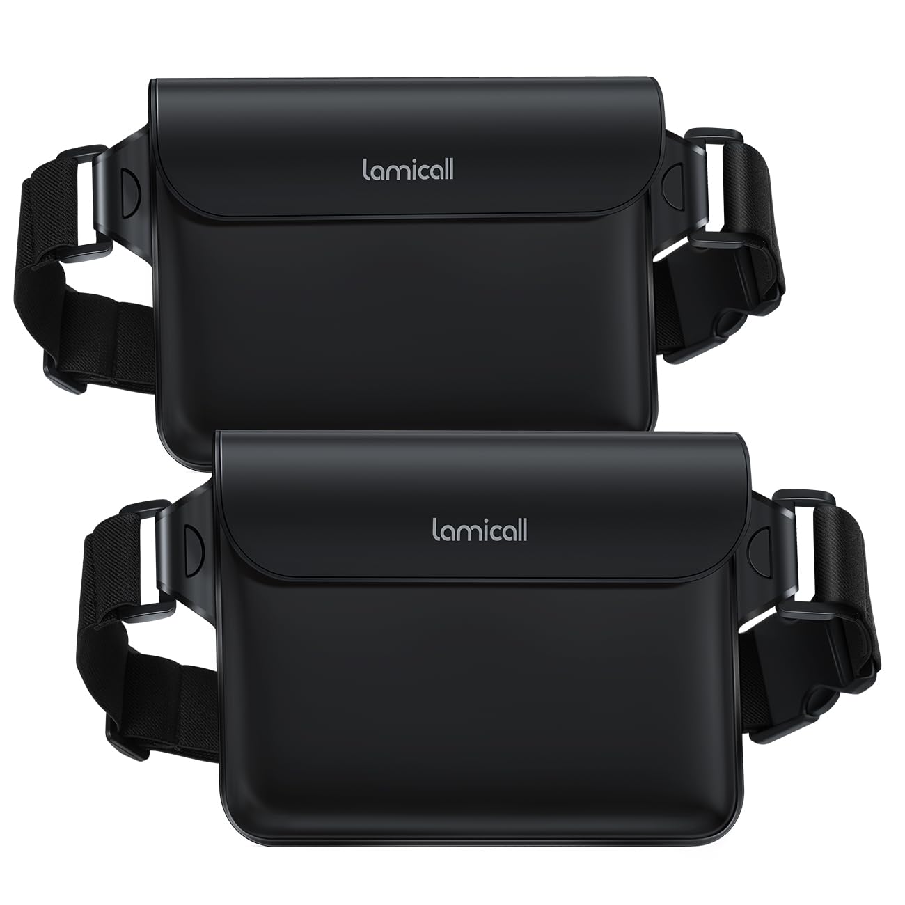 Lamicall Waterproof Fanny Pack Pouch - Large 8.7” Capacity fits iPad Mini & iPhone 17 16 15 Pro Max with Case - IPX8 Submersible Dry Bag for Cruise Essentials, Snorkeling, Kayaking, Black 2-Pack