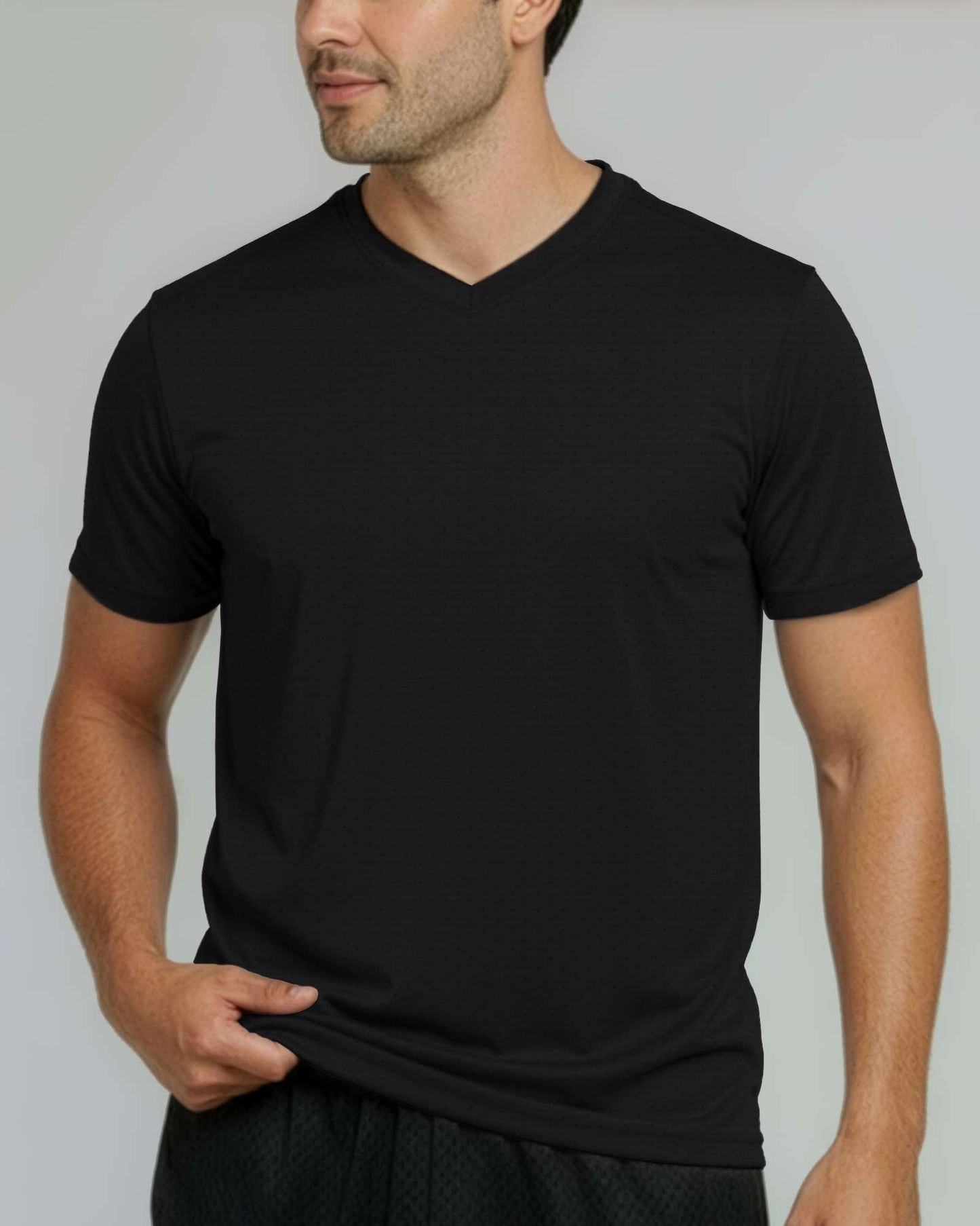 Real Essentials 5 Pack: Men's Breeze Tech V-Neck Dry Fit T-Shirts Moisture Wicking Athletic Workout & Gym Shirts- Set 7, M