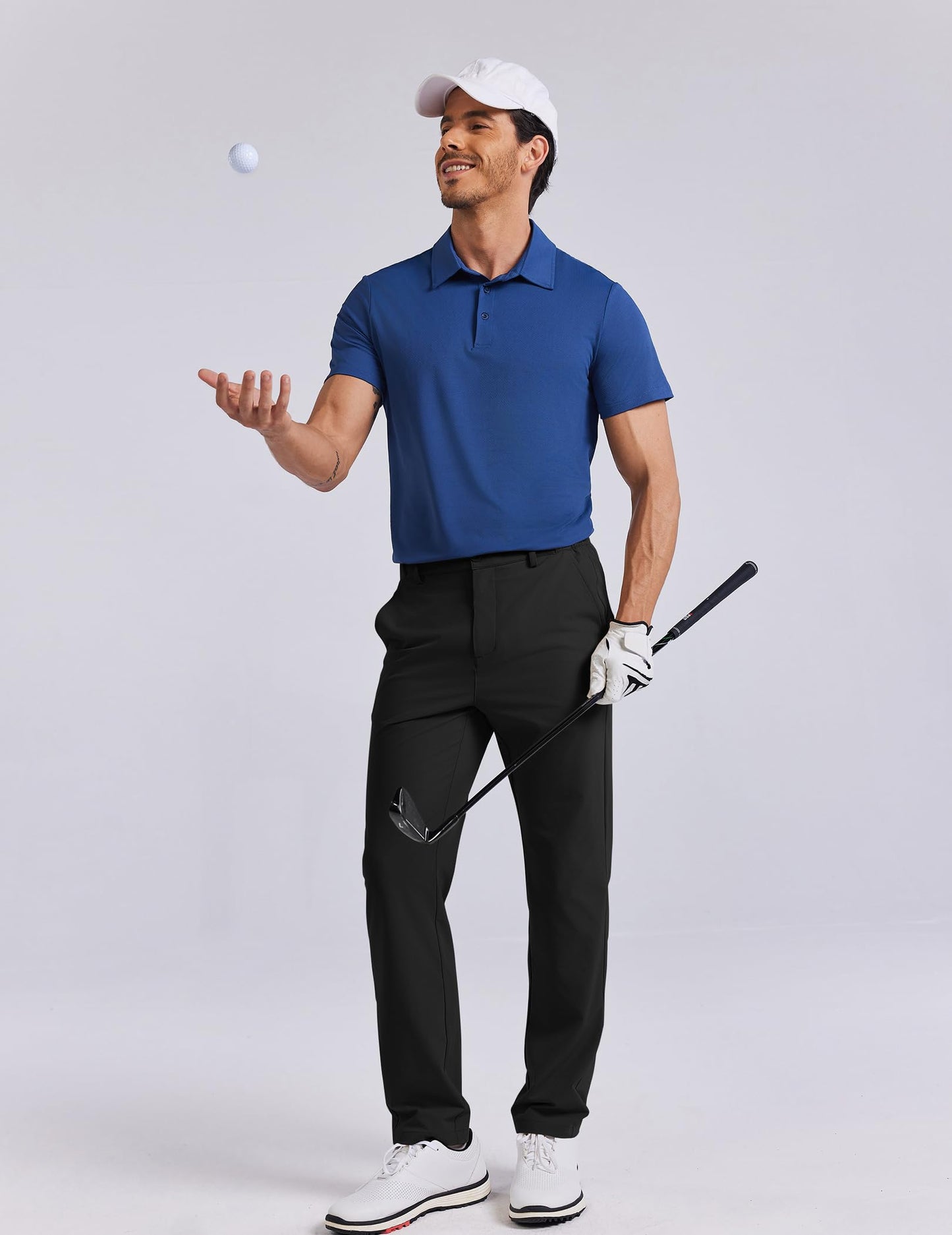 COOFANDY Mens Dress Pants Stretch Golf Pants Lightweight Casual Work Pants with Elastic Waistband (Black, 32W32L)