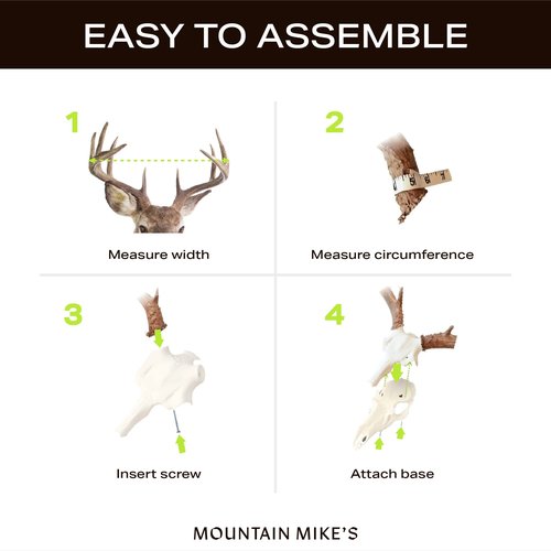 Mountain Mike’s Black Forest Universal Antler Mounting Kit - Plaque and 3D Skull Mount Kit - Compatible with Harvested and Shed Antlers - Rustic Home Decor - Great Outdoor Inspired (Natural Causes)