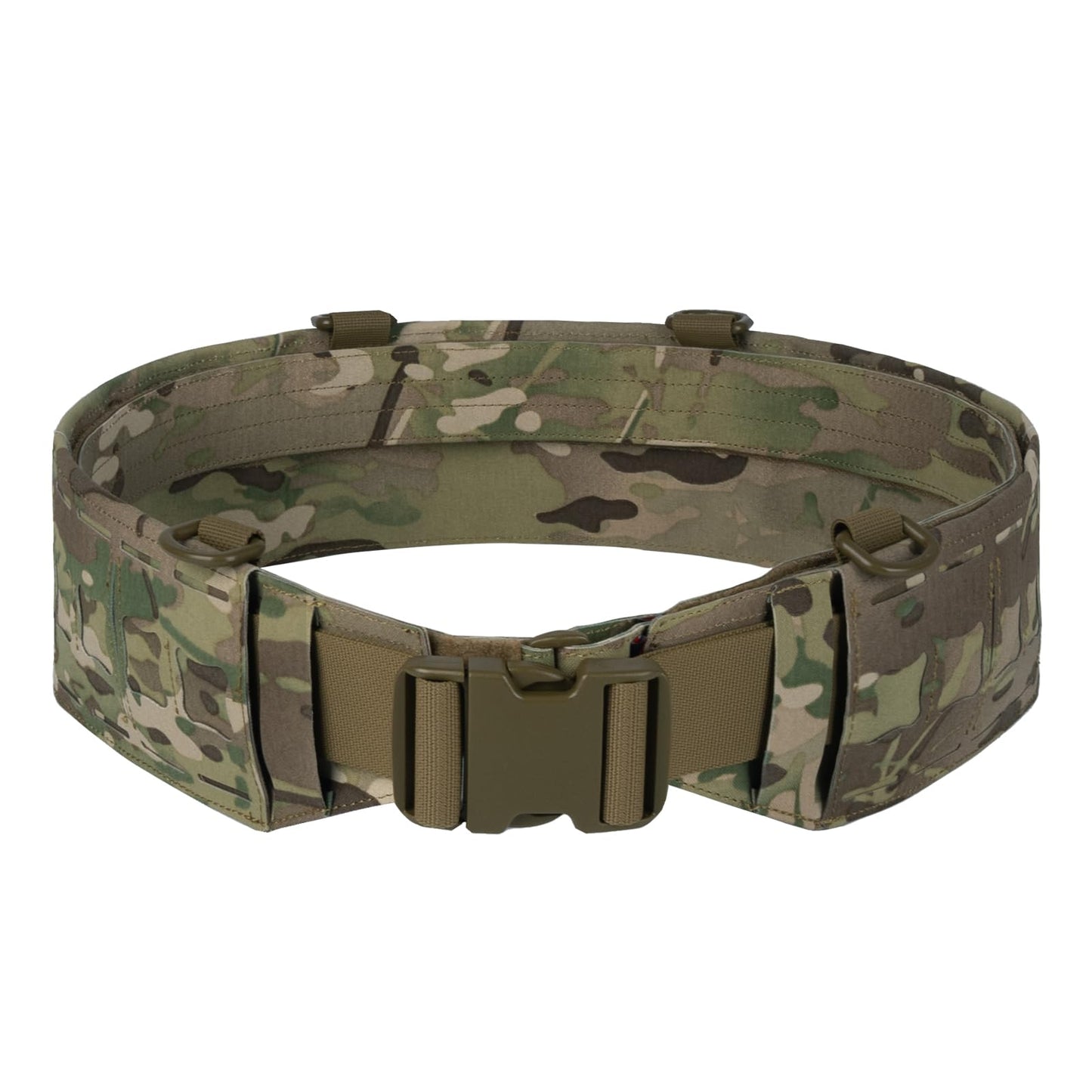 YAKEDA Tactical Battle Belt-3 in 1 Rigger Heavy Duty Combat Belt with 4 D-Rings for Work, Hunting & Outdoor,Training (Camou, S(30"-34"))