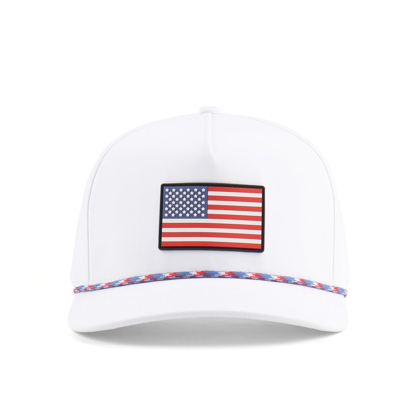 Old Glory American Flag Rope Hat: Golf Hat for Men and Women, One Size Snapback, White