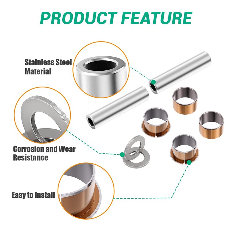 FIXHAWK EZGO RXV/TXT Spindle King Pin Tube Bushing Repair Kit for EZGO TXT 2001-UP and EZGO RXV 2010-UP Golf Cart. Replaces OEM # 70648G01,70749G01, 70745G01