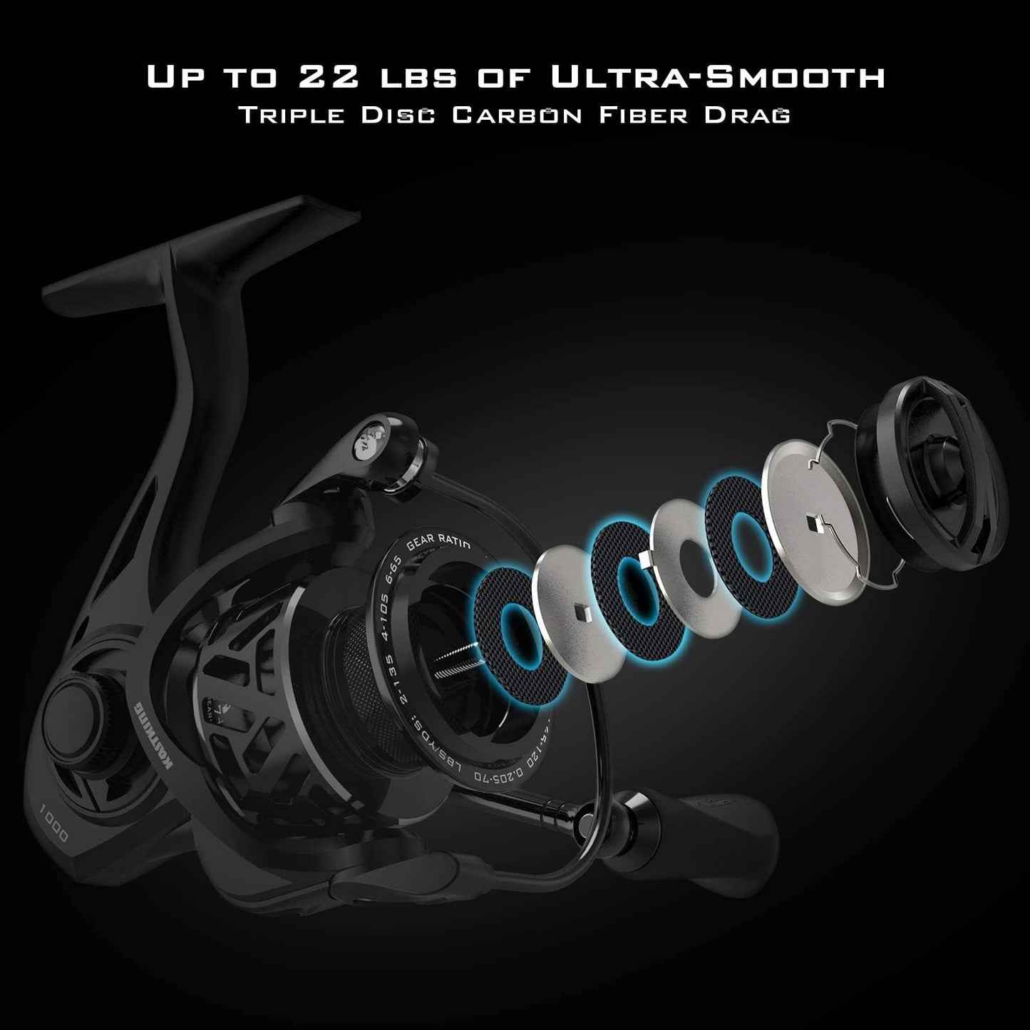 KastKing Zephyr Spinning Reel,Size 1000 Fishing Reel, Light Weight Ultra Smooth Powerful Spinning Fishing Reels
