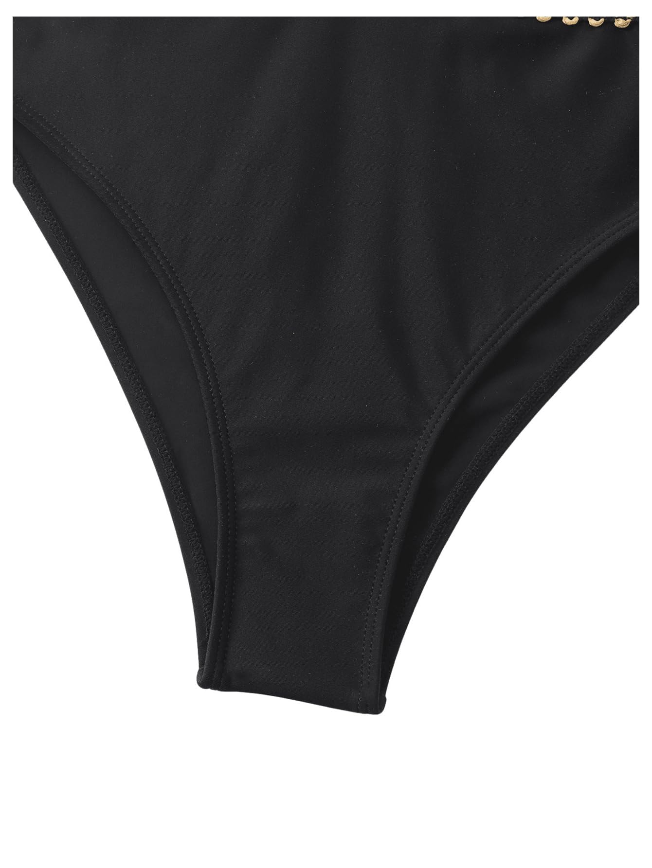 Milumia Women's Stitch Detail Strapless One Piece Swimsuit Cut Out Bandeau Bathing Suit Black Medium