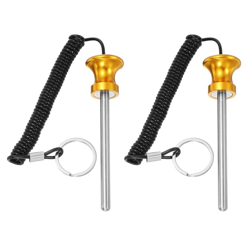 YELARXI Weight Stack Pin, Weight Gym Pin Strength Training Equipment Replacement with Pull Rope, 0.3 x 3.9 Inch Fit for Commercial Home Gym Club Machine Accessories (2 Pack, Gold)