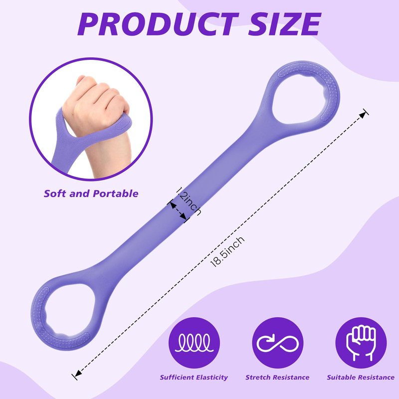 Hiboom 24 Pack Rubber Figure 8 Resistance Bands with Non Slip Handles, Elastic Workout Bands for Arm Back Chest Training, Yoga, Pilates Physical, Home Gym Equipment (Purple)