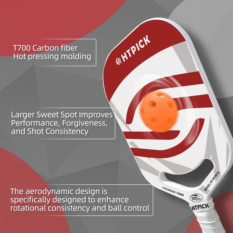 Pickleball Paddles | T700 Carbon Fiber Pickleball Paddle with Aero Throat | Hot-Press Moulding | 16mm Polymer Core | Specifically Engineered for Swing Speed and Manoeuvrability