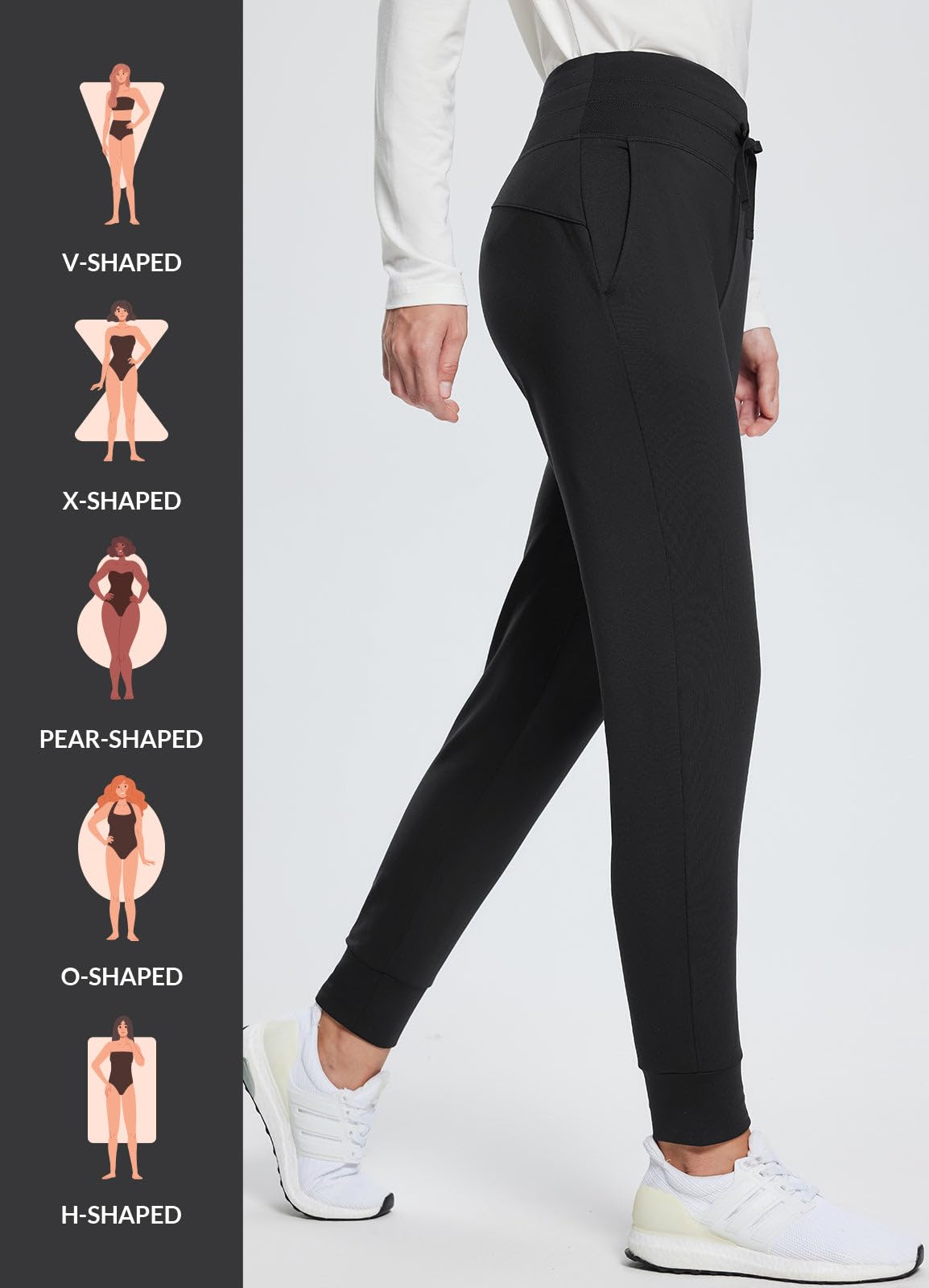 baleaf Women's Fleece Lined Pants Water Resistant Winter Thermal Warm High Waisted Joggers Sweatpants Hiking Running Leggings Black M
