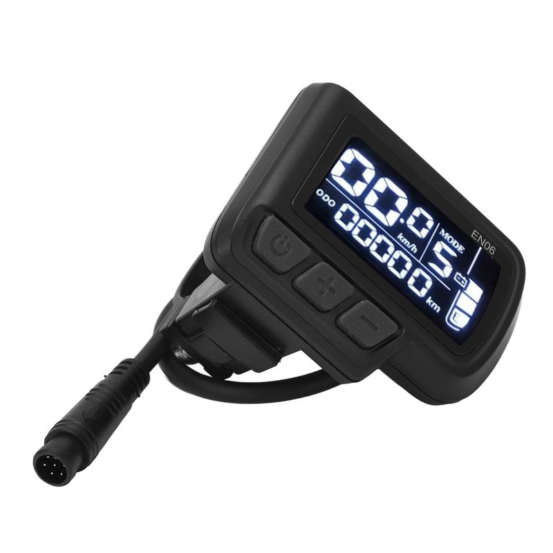 Drfeify EN06 LCD Electric Bike Display Meter with Connector for 22.2mm Handlebar Bike Speed Meter with Light Connector 6pin Wire 24V 36V 48V 60V