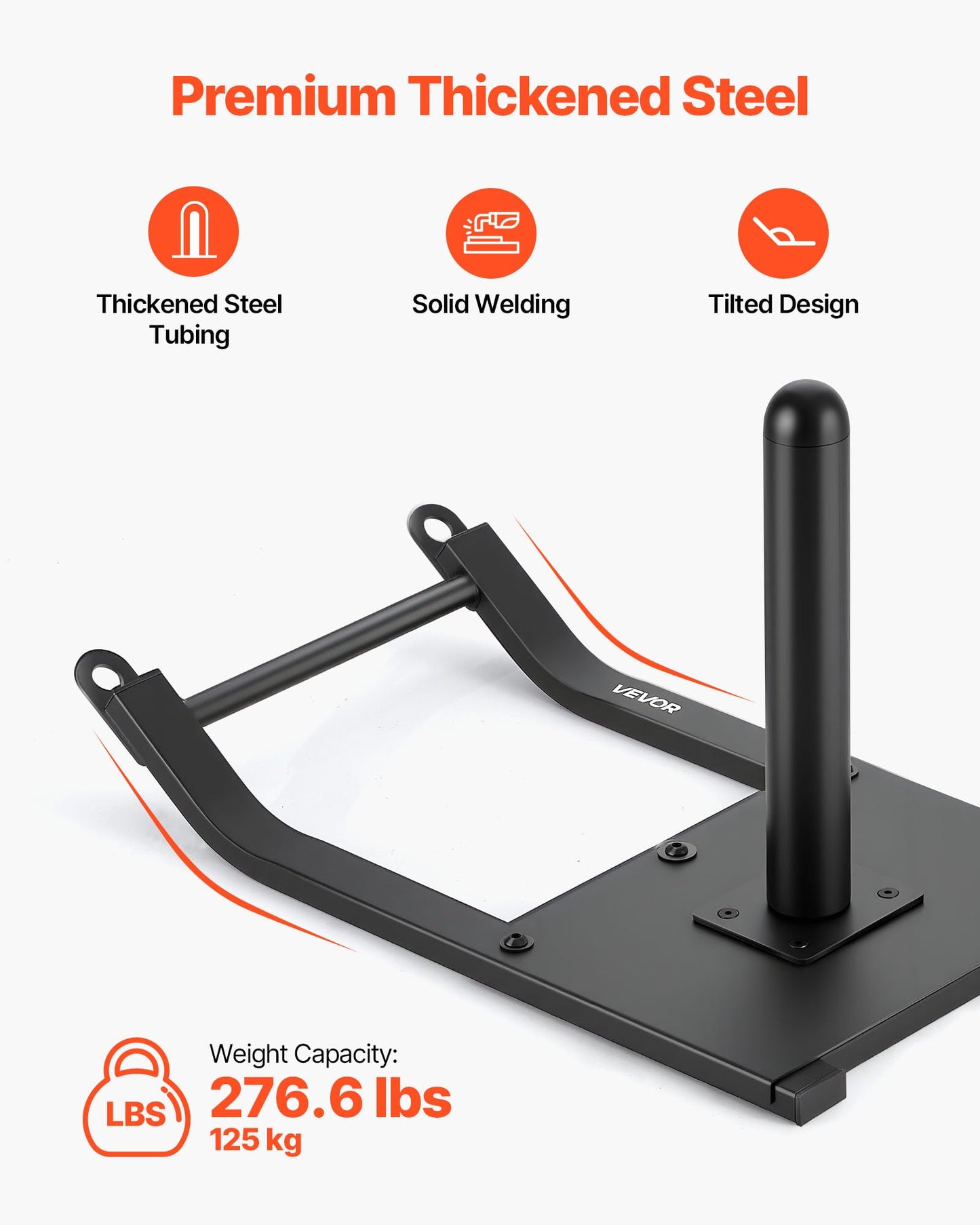 VEVOR Weight Sled, Steel Power Sled, Fitness Strength Training Pull Push Running Sled, Fitness Workout Sled Push Gym Equipment, Steel Power Sled with Harness, Compatible 1/2 in Weight Plates, Black