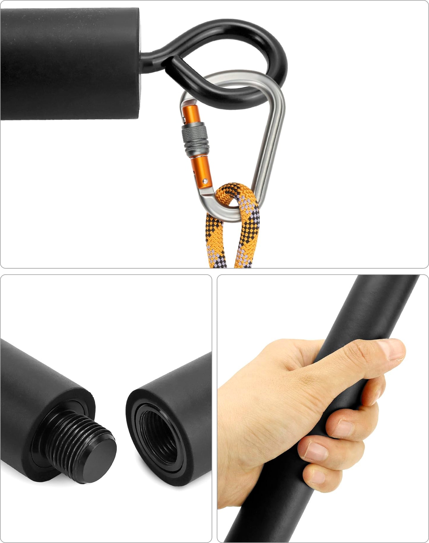 QWORK Resistance Band Bar Only, 108CM Adjustable Training Stick – Fits Most Loop Bands for Home, Gym & Travel Workouts