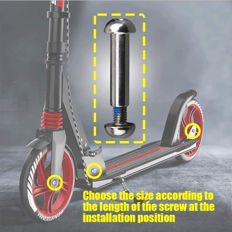 M8 8mm x 28mm-86mm 8.8 Grade Carbon Steel Axle Allen Screw Bolt Set for Front Rear 2 3 4 Wheel Stunt Scooter Dash Teen/Adult Kick Scooter-800+lb Capacity (44mm)