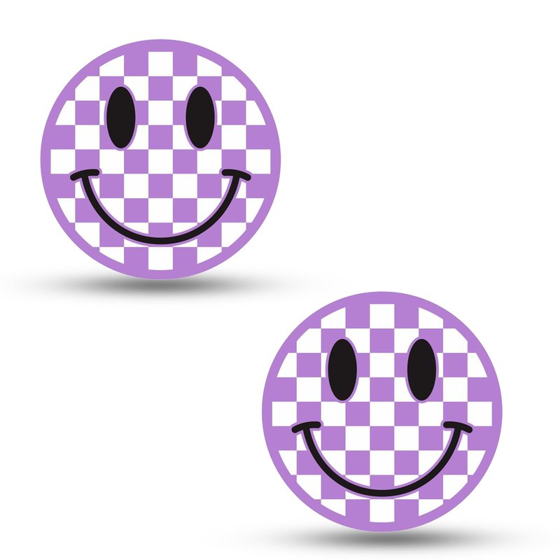 Tennis Racket Dampener - Checkered Purple Smiley Face Designs - Vibration & Noise-Reducing Preppy Tennis Shock Absorber for Racquets - Secure, Easy-Install Accessories for Players of All Levels