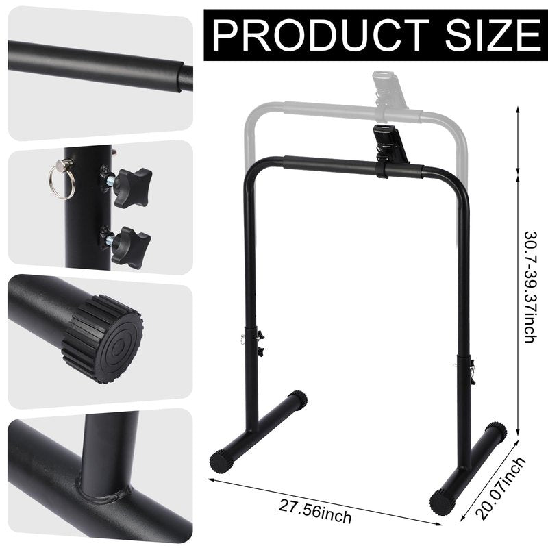 Leinuosen 24.4 Inch Walking Pad Handle Bar Attachment Only with Phone and Cup Holder Adjustable Treadmill Handrail Height from 30.7 to 39.37 Inch Comfortable Grip Stainless Steel Frame Overbold Stable