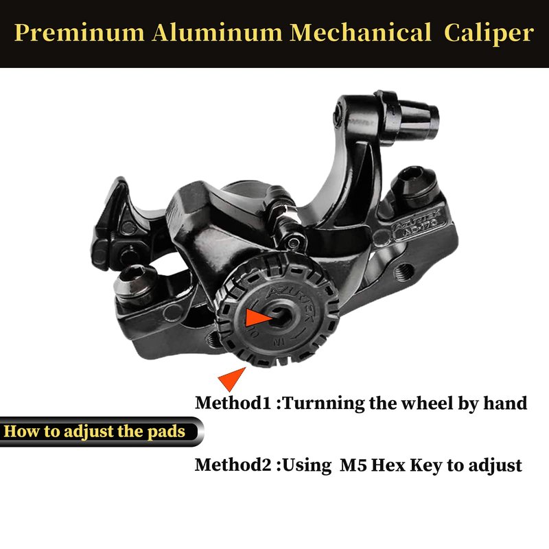 RUJOI Bike Disc Brake Kit, Aluminum Front and Rear Caliper, Full Aluminum Alloy Bicycle Brake Lever, 160mm Rotor, Mechanic Tool-Free Pad Adjuster for Road Bike, Mountain Bike