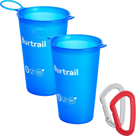 Burtrail 200 ml/6.8 oz-2Pack-Collapsible Cup TPU Running Water Cup Ultralight Protable with Carabiner for Backpacking,Running,Climbing,Camping,Party-BPA Free,Blue