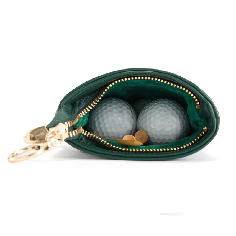 CROWNBLANKS PINKTEE Golf Valuables Pouch Premiun Leather Tee Pouch Funny Golf Accessories Bag with Zipper Master Green for Women Men (Pink Stripe, FLAMINGO)