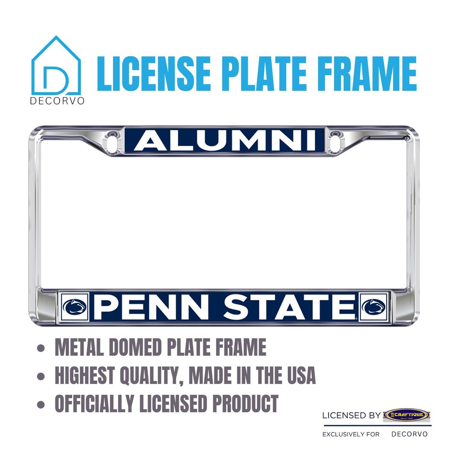 Decorvo Penn State Alumni License Plate Frame - Penn State Nittany Lions Car Truck Accessory