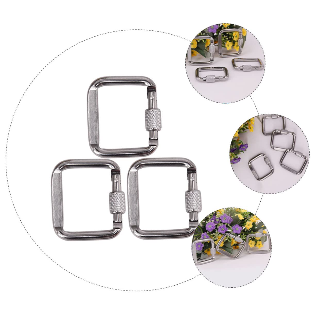 Toddmomy 6pcs Camping Button Heavy Duty Hook Metal Keychain Outdoor Hooks for Hanging Square Carabiners Lanyard Snap Hook Carabiner Buckle Outdoor Hiking Clasp Carabiner for Outdoor Trigger