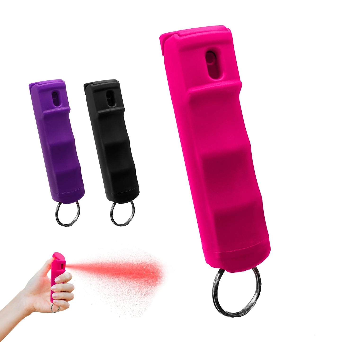 FURY Fliptop Hardshell Pepper Spray, 12ft Range, UV Dye Identifier, Police Strength, Made in USA, Stylish Multicolor, Self Defense, Safety Gear, Quick Access Flip Top (Pink)