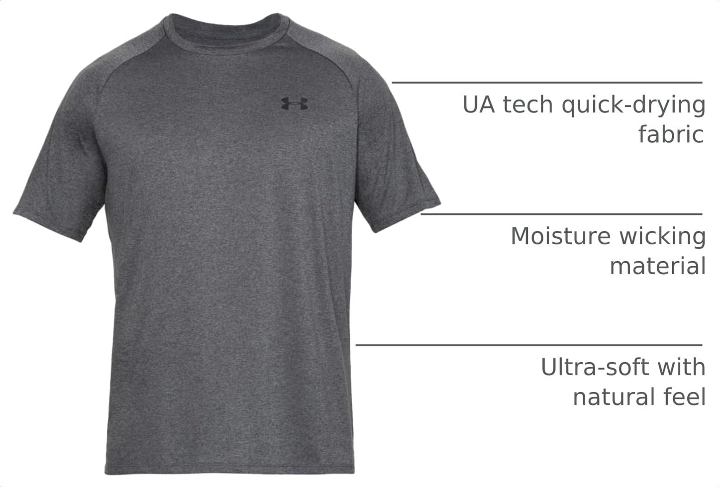 Under Armour Men's Tech 2.0 Short-Sleeve T-Shirt , Carbon Heather (090)/Black, Small