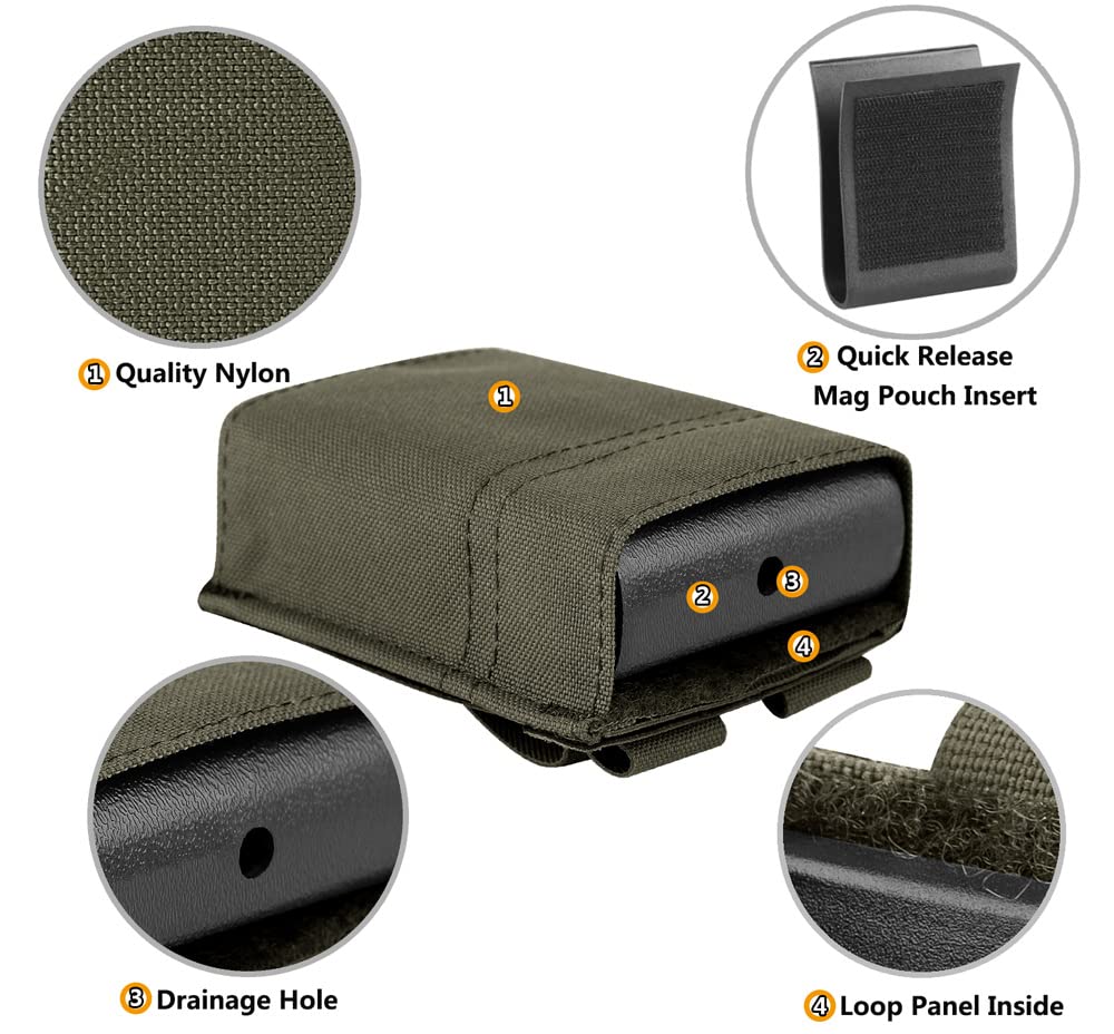 KRYDEX 5.56 Magazine Pouch,MOLLE Mag Holder with Quick Release Magazine Pouch Insert (RG)