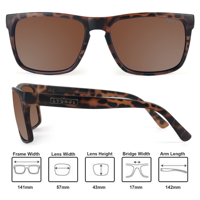 LTOHOE Polarized Sunglasses for Men and Women, Fishing Boating Driving Sport Beach Sunglasses UV400 Protection, Mirrored Scratch Resistant Lightweight TR90 Frame Rectangle Sunglasses