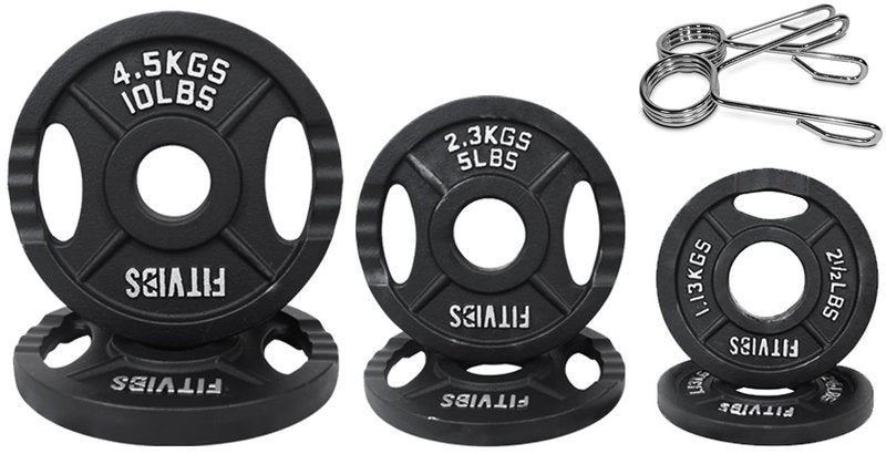 Olympic 2-Inch Cast Iron Plate Weight Plate for Strength Training and Weightlifting, Two Hole Style, 35LB Set