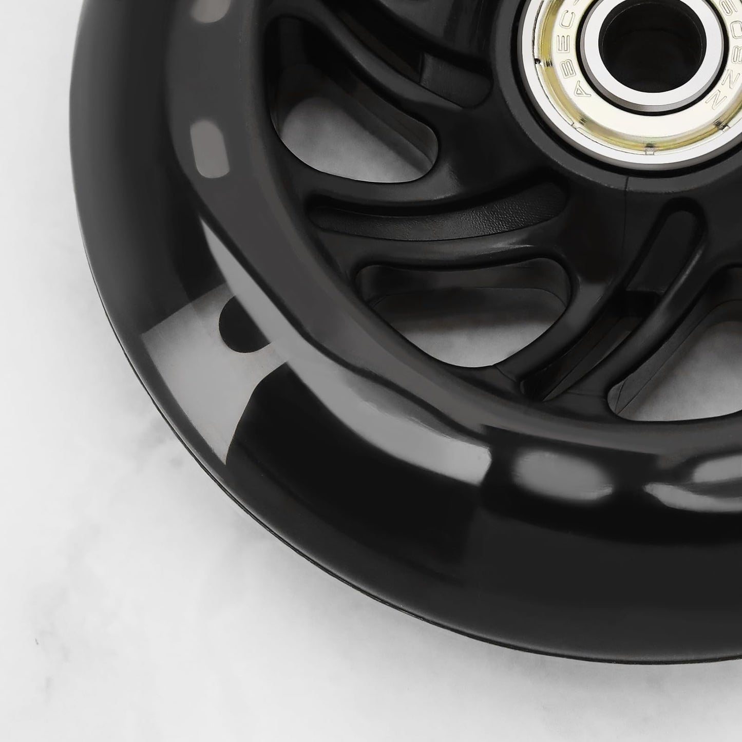 eMagTech 4PCS Scooter Silent Luminous Crystal Wheels Black Hub with Bearings Flashing 3 Colors Replacement Wheels for Scooter 100x100mm