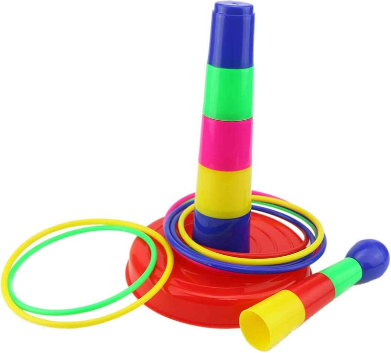 Colorful Plastic Sport Ring Toss Game Set for Kids - 18-Inch Fun Outdoor Activity