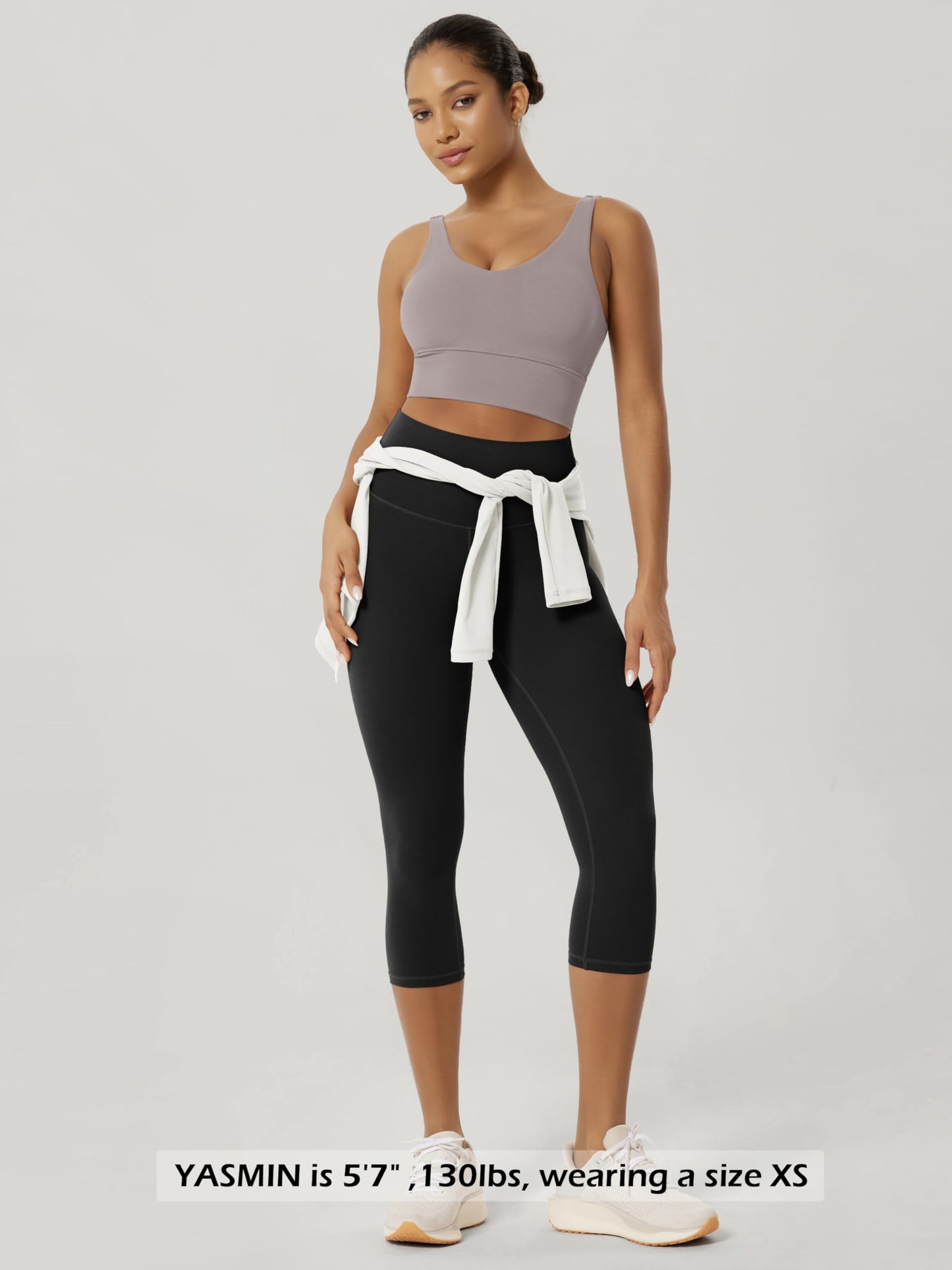 ODODOS Buttery Soft Lounge Yoga Capris for Women 19" High Waist Capri Leggings, Black, X-Large