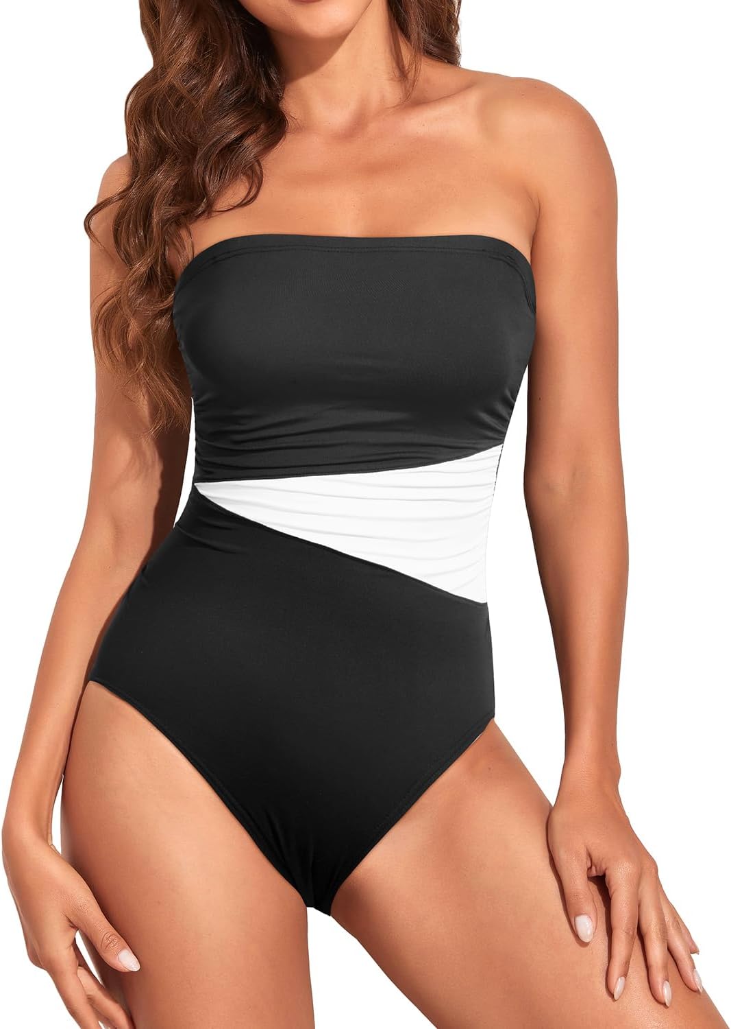Women’s Tummy Control One-Piece Swimsuit - Strapless Bandeau Slimming Swimwear | Stylish & Comfortable