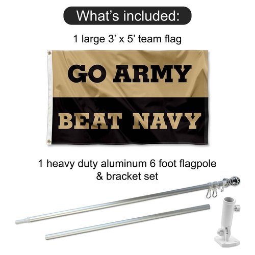 College Flags & Banners Co. Go Army Beat Navy Flag and Pole Bracket Mount Bundle