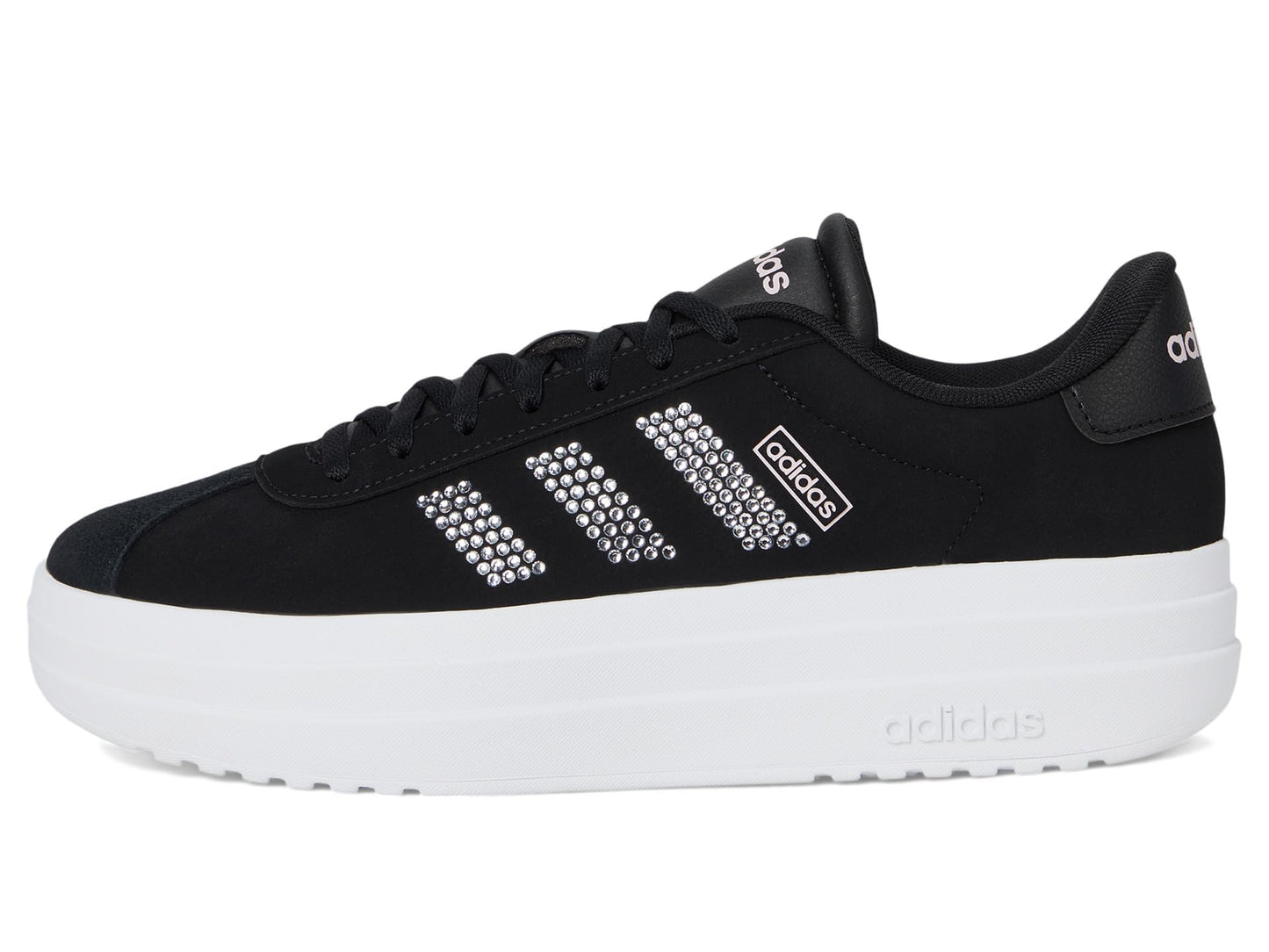 adidas Women's VL Court Bold Sneaker, Black/White/Clear Pink, 7.5