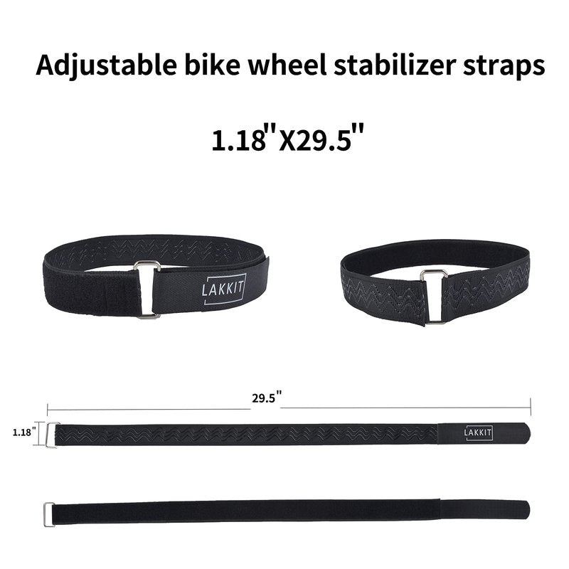 LAKKIT Bike Rack Straps Adjustable Straps 1 inch Wide with Innovative Wavy Gel Bike Wheel Stabilizer Strap Bicycle Rack Tie Down Straps 29.5 inch Length 4Pcs