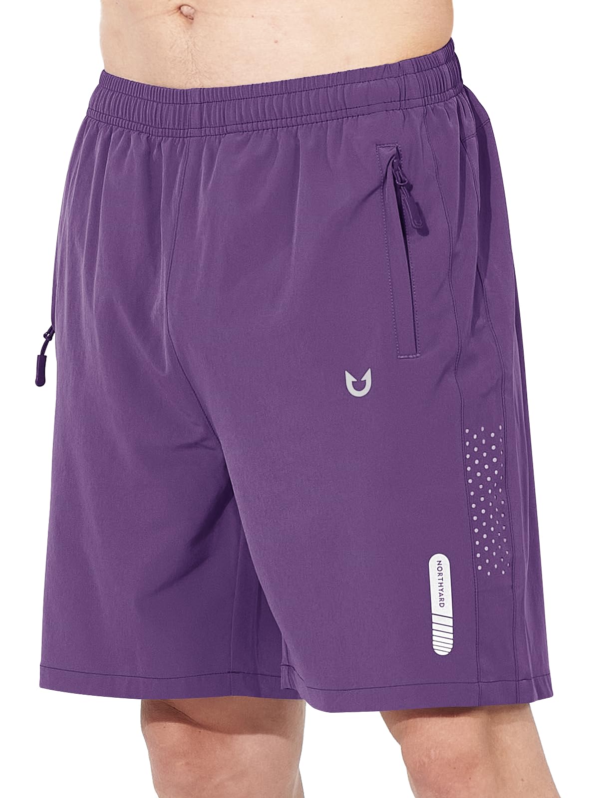 NORTHYARD Men's Athletic Running Shorts Gym Workout 7"/9"/5" Quick Dry Lightweight Sports Basketball Tennis 3 Zipper Pockets Purple L
