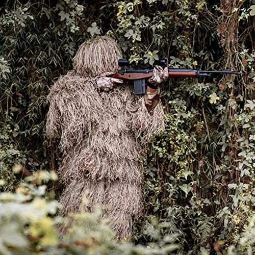 DoCred 5 in 1 Ghillie Suit, 3D Camouflage Hunting Apparel w/Jacket, Pants, Hood, Carry Bag for Adults/Youth, S/M/L/XL/XXL