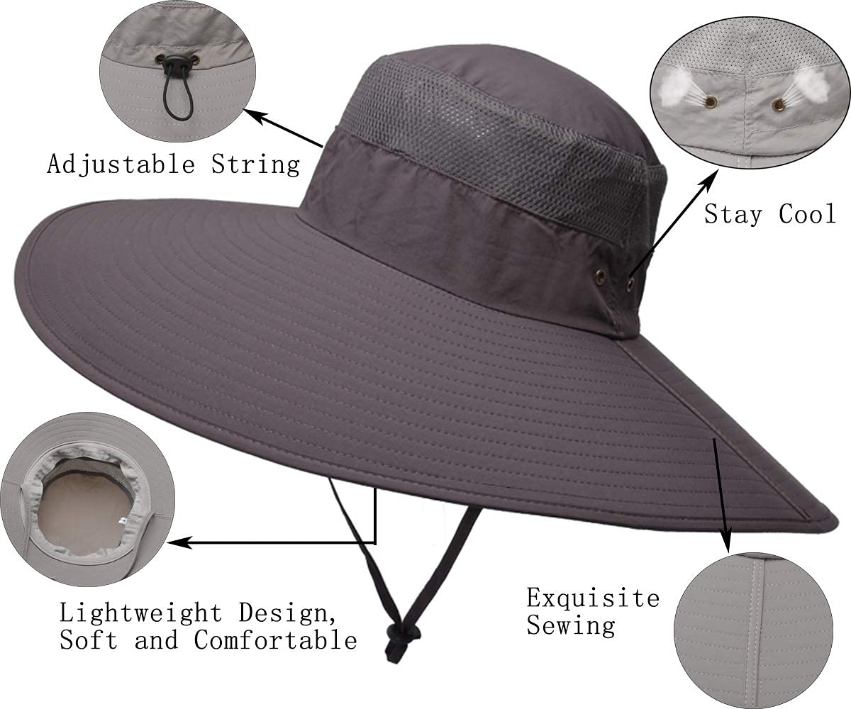Leotruny Super Wide Brim Bucket Hat UPF50+ Waterproof Sun Hat for Fishing