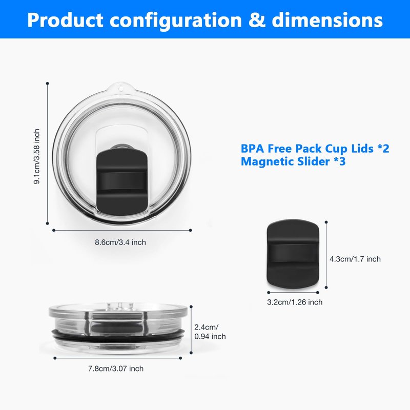 20 oz Tumbler Lids for Yeti,Replacement Magnetic Spill-Resistant Lids for Yeti 20 oz Tumbler,replacement lids for tumblers,tumbler lid and yeti magnetic slider,BPA Free(2 each)