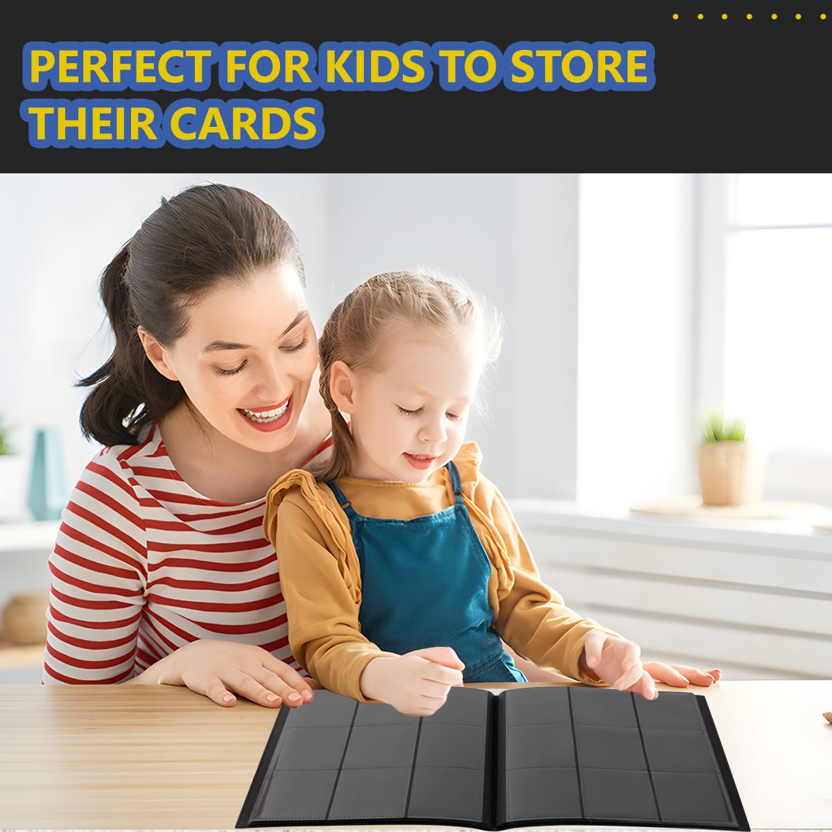 efunkdog Card Binder, 9 Pocket Trading Card Album Folder, 360 Side Loading Pocket Binder for TCG, Sport Cards (Black)