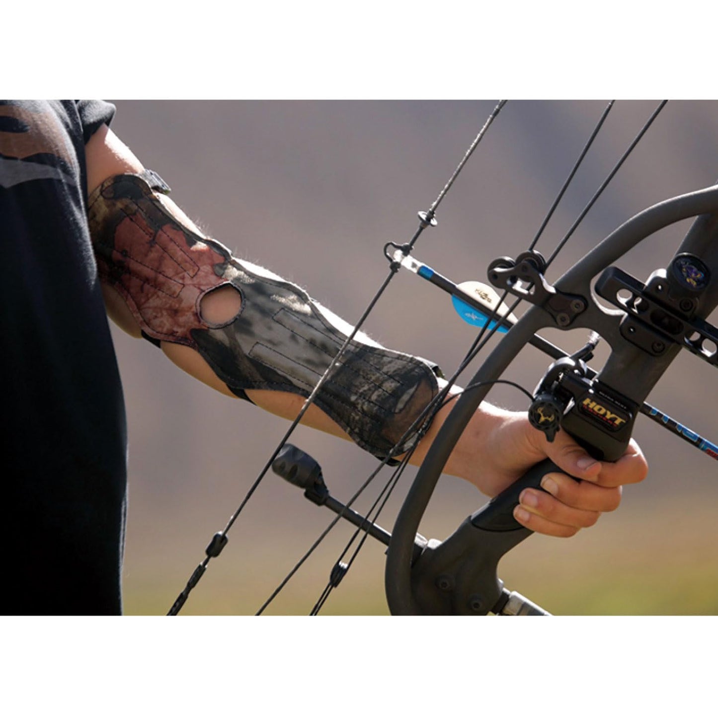 HME Archery Bow Hunting Durable Adjustable 12 Inch Long Arm Guard, Camo, One Size Fits Most