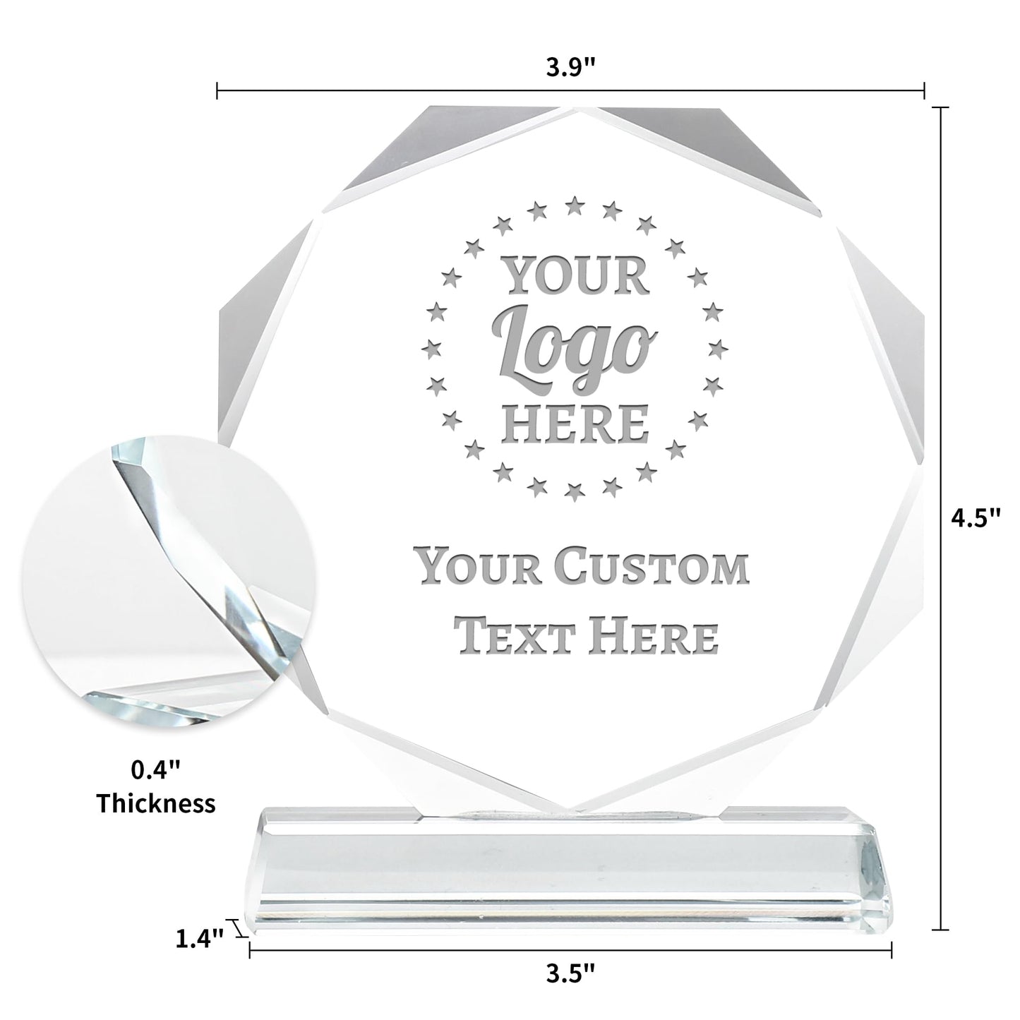 ZALHIN Personalized Crystal Trophy Award - Award for Employees- Plaques Personalized Engraved- Coworker Gift,Employee Appreciation Gift,Retirement Goodbye Farewell Gift (Custom Logo/Engraved)