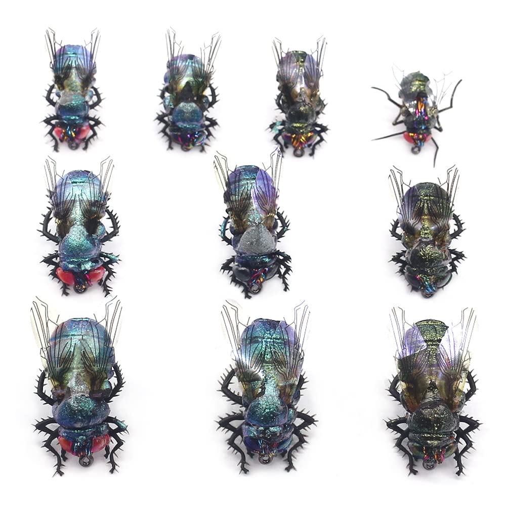 YZD Realistic Fly Fishing Dry Wet Nymph Trout Flies Topwater Lures for Freshwater Saltwater High Simulation Hand Tie Lure Kits 10 pcs