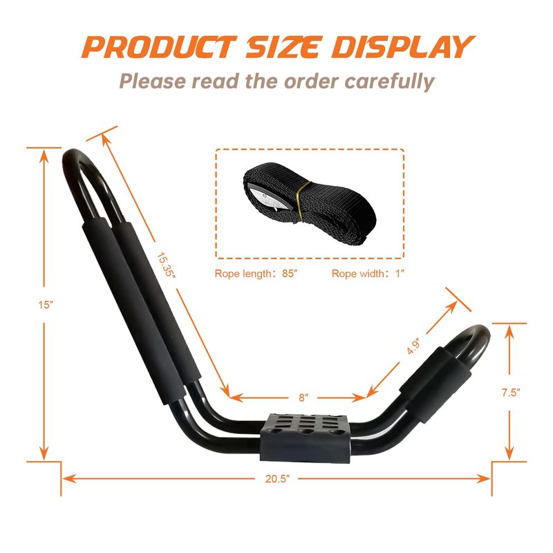 HIGHRAZON Kayak Roof Rack, 2 Pair J-Bar Roof Rack with 4 Ropes. Heavy Duty Kayak Roof Carrier for Your Canoe SUV and Trucks