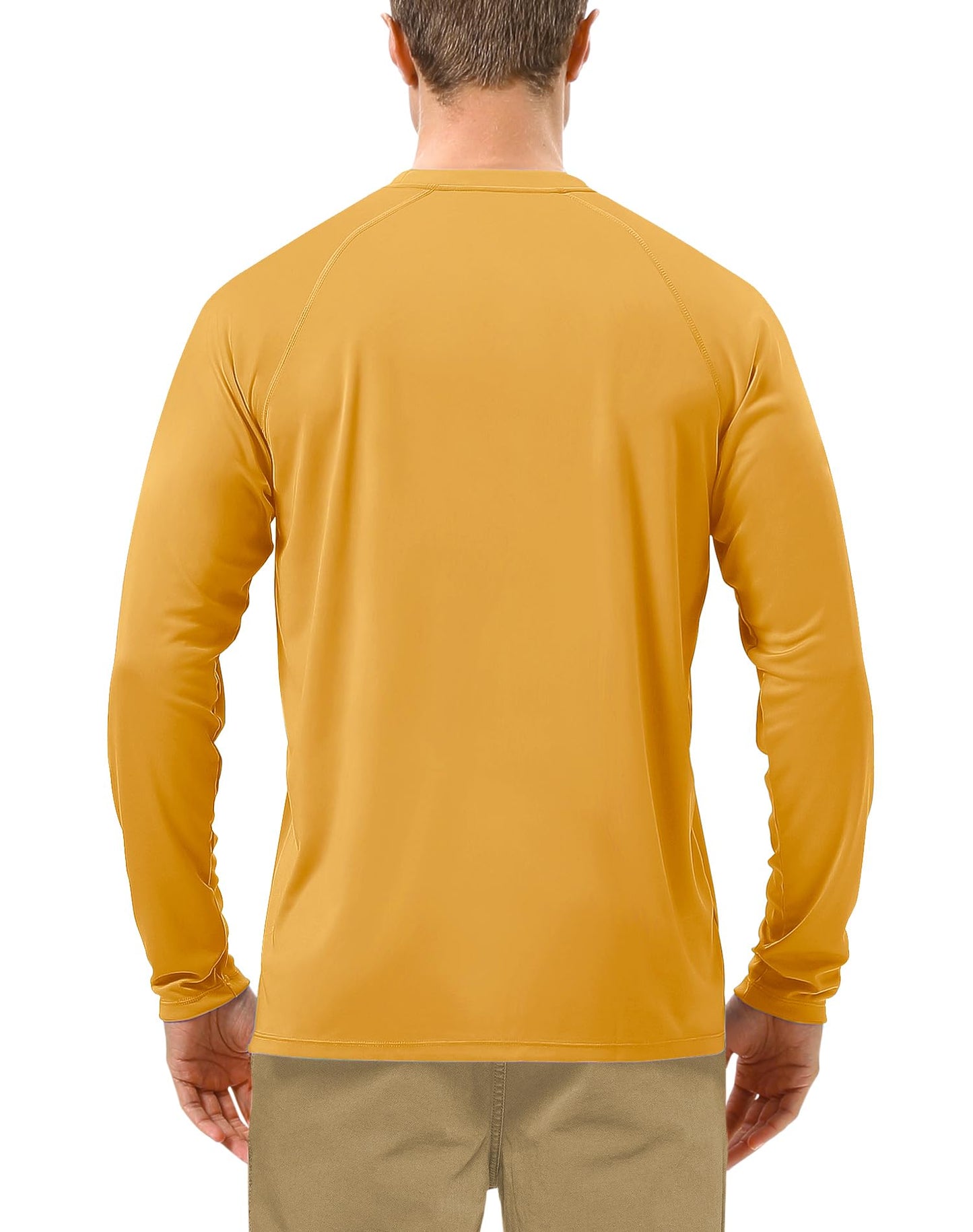 Roadbox Mens UPF 50+ Long Sleeve SPF Diving Rash Guard UV Sun Protection Shirts for Outdoor Fishing Hiking Swimming Running Golden Yellow