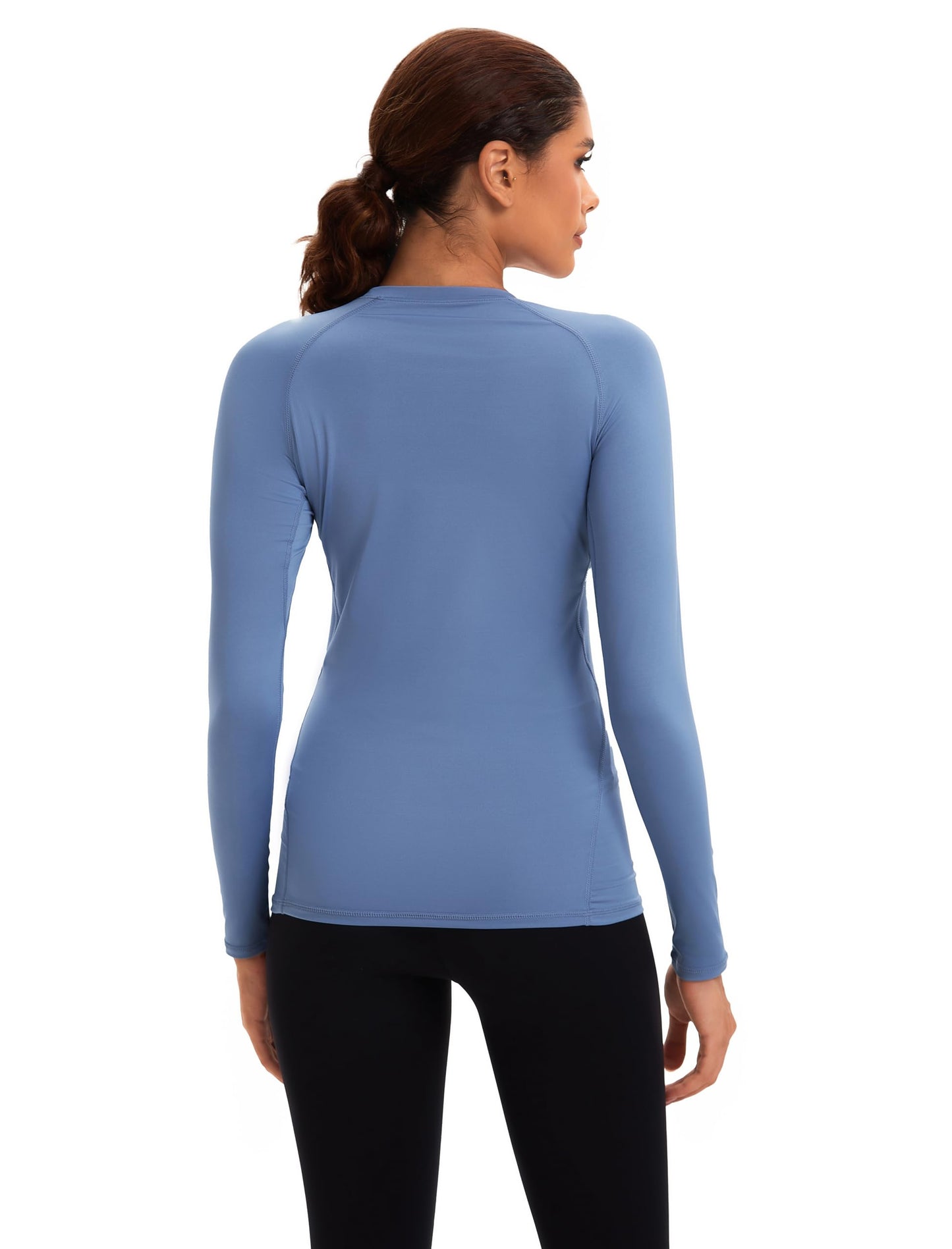 NebuKinex 5 Pack Women's Compression Shirt Long Sleeve Workout Tops Athletic Baselayer Quick Dry Gym Yoga Running T-Shirt 3Black/Grey/Blue M