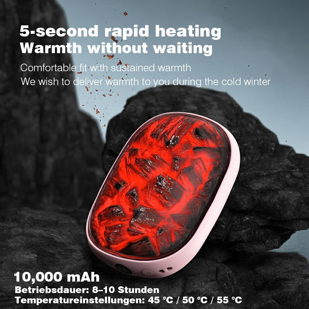 Hand Warmers Rechargeable Electric Handwarmers Smart Heating UL Certified Portable Heater 3-Settings 104°F to 131°F Hunting Essentials Camping Real 9Hrs Heating, Gifts for Christmas Men