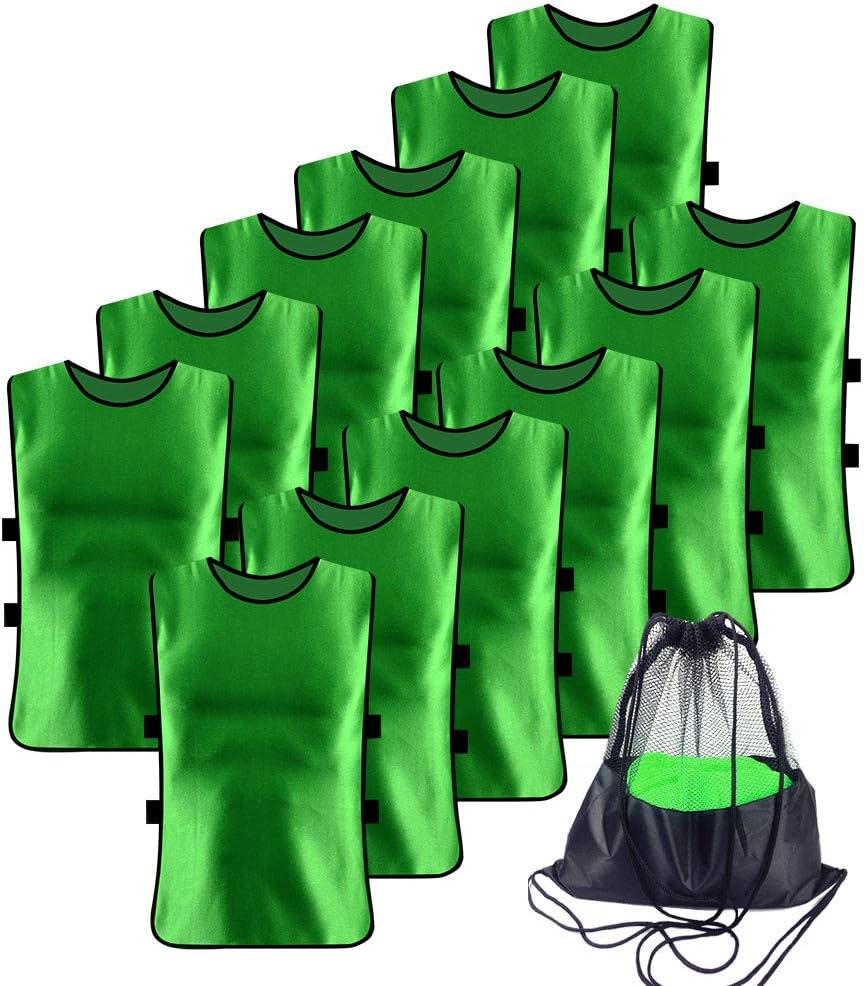 Soccer Scrimmage Vest - 12 Pack Practice Jerseys for Adults & Youth | Lightweight & Durable