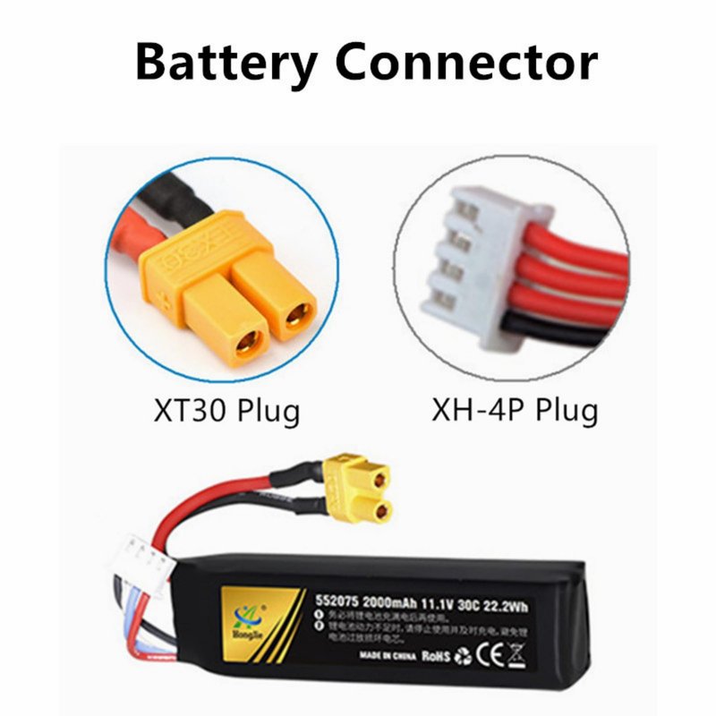 Cecicebb Airsoft Lipo Battery 11.1V 2000mAh with XT30 Connector for Airsoft Gun Rechargeable Batteries 2 Pack with 3S Charging Cable